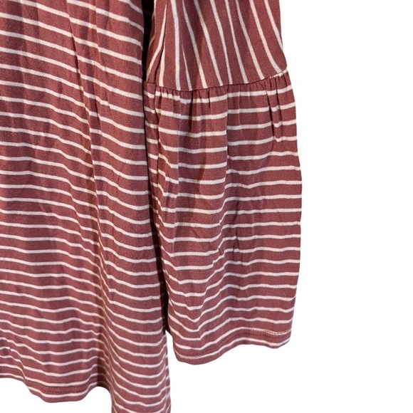 Lauren Conrad Striped Blouse Large Knit Pink White Long Bell Sleeves Keyhole Top - Picture 3 of 5